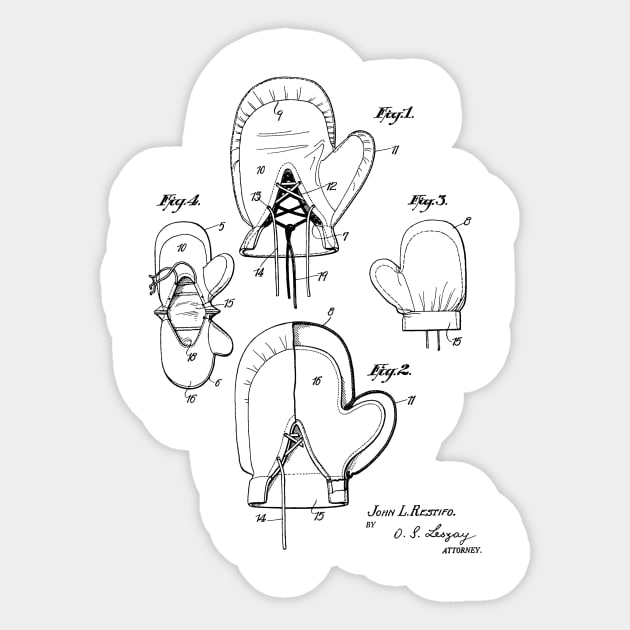 Boxing Glove Vintage Patent Hand Drawing Sticker by TheYoungDesigns